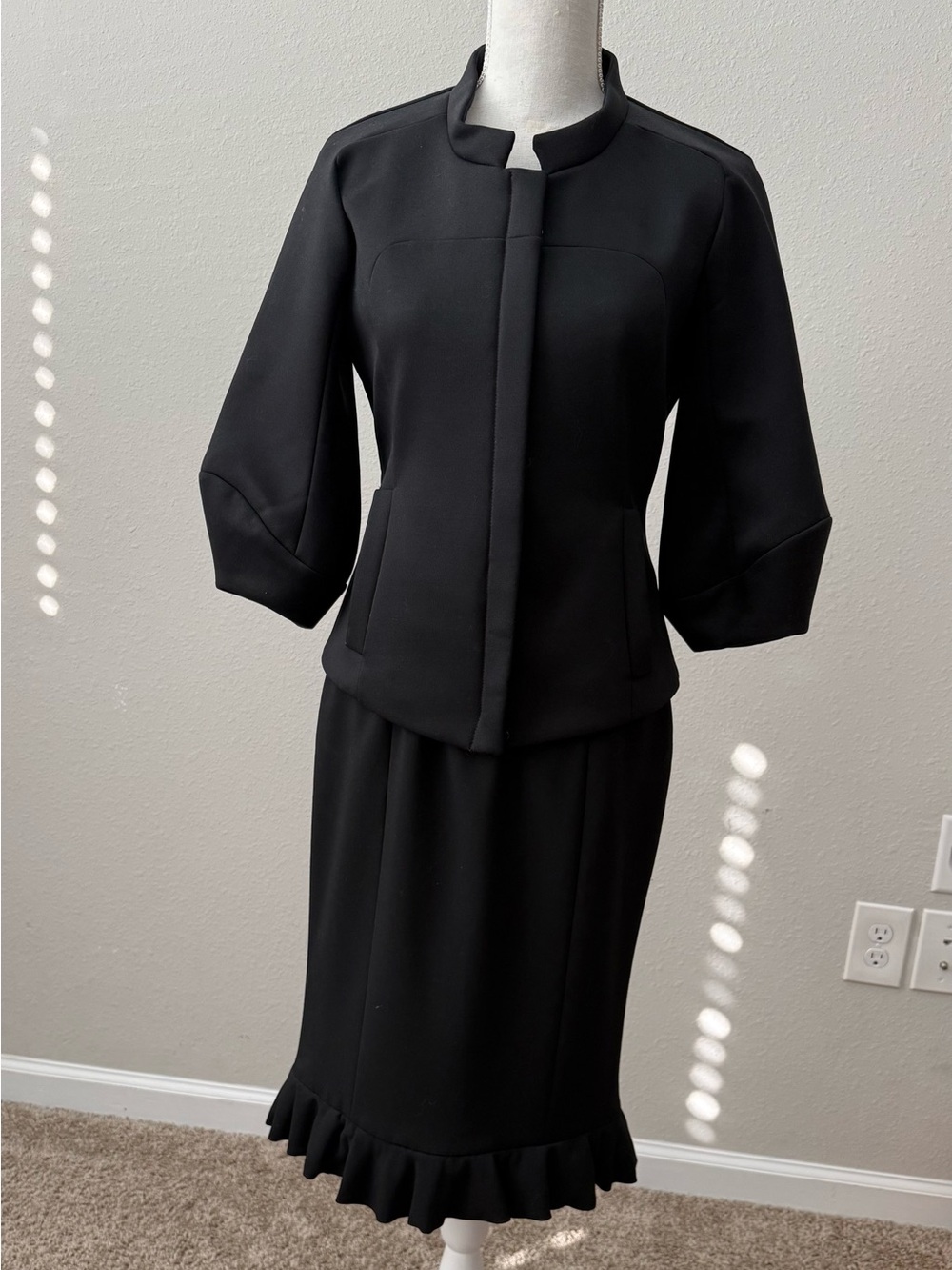 CELINE Paris Black Structured Wool Zip Jacket FR38 Made in France